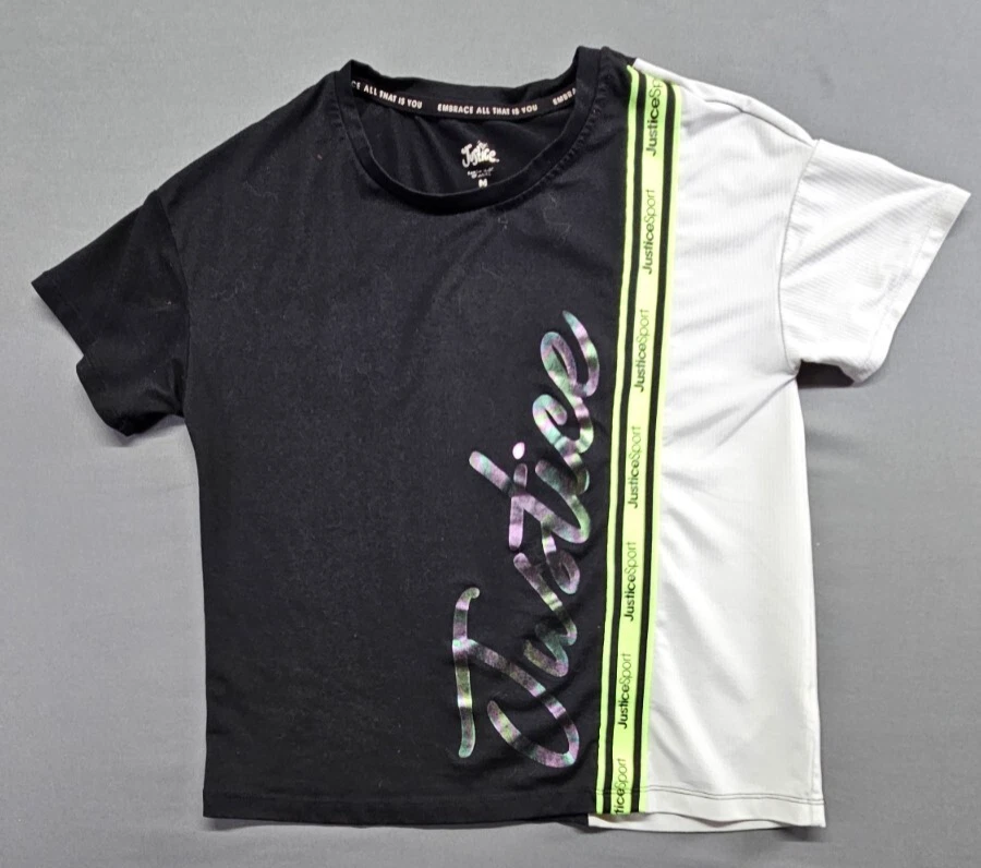 Justice Sports Girls T-Shirt Top Justice Foil Graphic Logo T-Shirt Size M (10) - Image 2 of 4