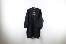 Vintage 50s 60s Womens OS Open Front Japanese Kimono Robe Rayon Gabardine AS IS