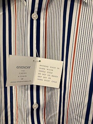 VINTAGE 70s Givenchy for Chesa White Striped Long Sleeve VINTAGE 70s Givenchy for Chesa White Striped Long Sleeve