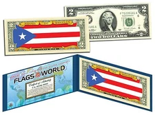 PUERTO RICO - FLAG SERIES $2 U.S. Bill - Genuine Legal Tender Bank Note