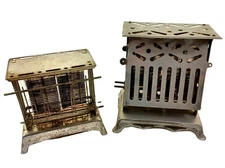 Lot of 2 Antique 1914 Elec Toasters 8" Marion Giant  7" Russell USA No Cords Vtg