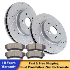 Front Slotted Brake Disc Rotors and Ceramic Pads Kits for Ford Fusion Mazda 6