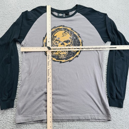 Harley Davidson Shirt Womens Large Black Long Sleeve Skull Round Neck Jersey - Picture 4 of 6