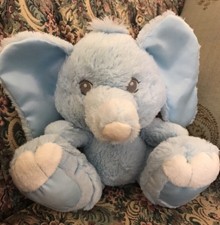 Aurora Baby ELEPHANT Blue White 10" Plush Sewn Eyes Stuffed Animal Q4