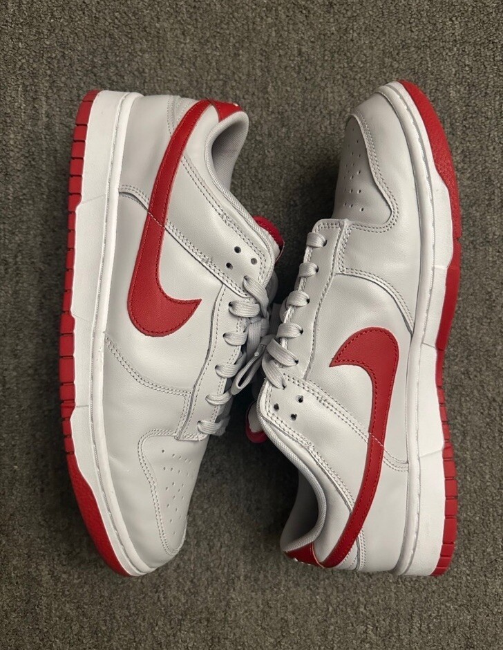 Size 12 - Nike Dunk Low Vast Grey Varsity Red Men display picture 2