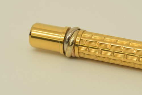 Authentic Cartier Trinity Ballpoint Pen Gold Ridged Office Desk Collectible - Picture 9 of 12