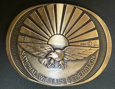 VTG National Wildlife Federation NWF Brass Belt Buckle 1972