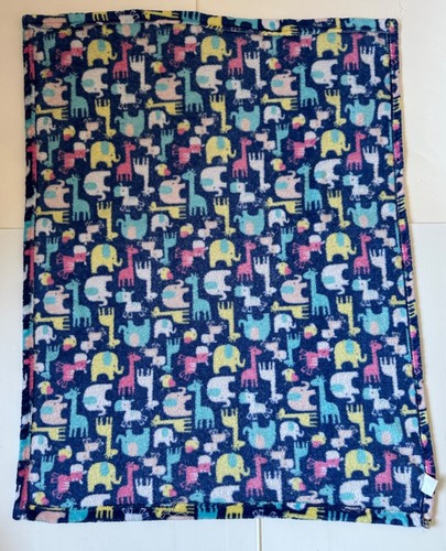 Baby Gear Blue Pink Giraffe Elephant Animal Safari Fleece Security Lovey Blanket - Picture 7 of 8