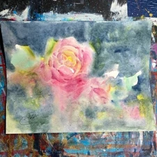 Original Roses Painting Watercolor NEW Garden Wall art home decor Artettina USA