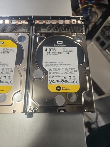 4 X WESTERN DIGITAL 4TB 3.5" SAS HDD WD4001FYYG 7.2K 32MB BUFFER with Caddies. - Afbeelding 6 van 17
