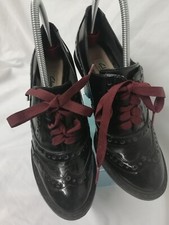 CLARKS NARRATIVE Black Leather Ladies Heeled Brogues Shoes UK Size 3.5D