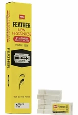 200 FEATHER Hi-Stainless Platinum Coated Double Edge Safety Razor Shaving Blades