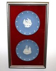 Set of 2 Wedgwood Framed Blue Jasperware 8.25" Historical Bicentennial Plates