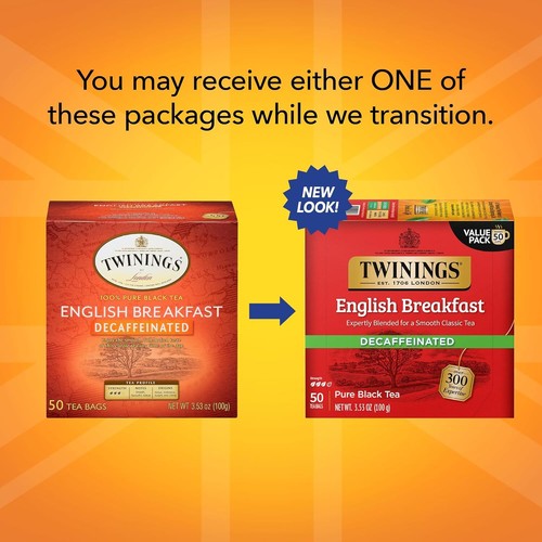 Twinings English Breakfast Decaf Black Tea Bags - 50 Count - 第 2/2 張圖片