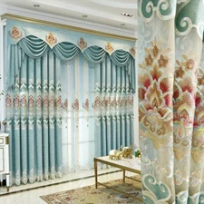 Chenille Embroidery Curtain Fabric Blackout Tulle Cloth Window Treatment Decors
