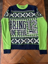 Seattle Seahawks Ugly Christmas Sweater 12th Fan Size Small Bring On the 12 NFL