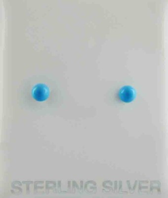 GENUINE TURQUOISE STUD EARRINGS SILVER New With Tag mm SCREW  BACKS
