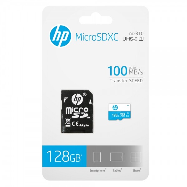 HP MicroSd mi310 64/128GB Class 10 UHS-I Memory Card with Adapter