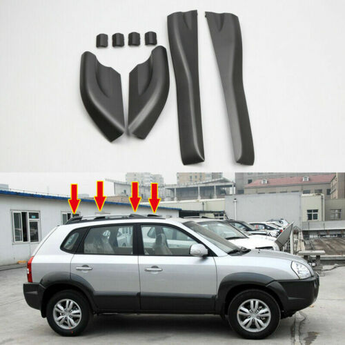 For Hyundai Tucson 2004-08 Black Roof Rails Rack End Cover Shell Cap Replace 4ps - Picture 1 of 9