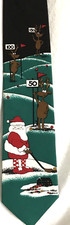 Hallmark Christmas Santa Golfing Tie With Reindeer Green Black Red White Mens