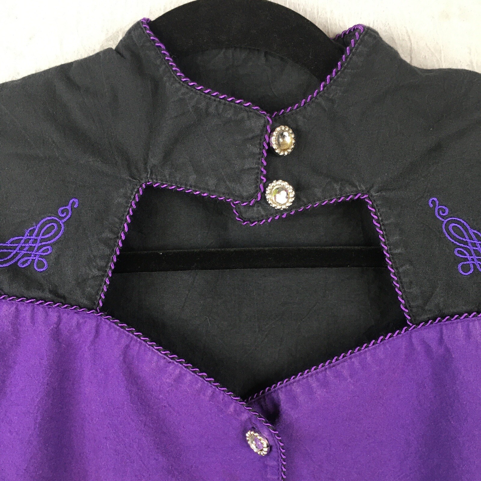 Vintage Lilia Smitty Western Shirt Womens Medium Purple Black 80s