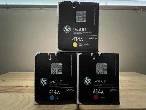 NEW GENUINE HP 414A Cyan Magenta Yellow Toner Cartridges - W2021A W2022A W2023A - Photo 3/3