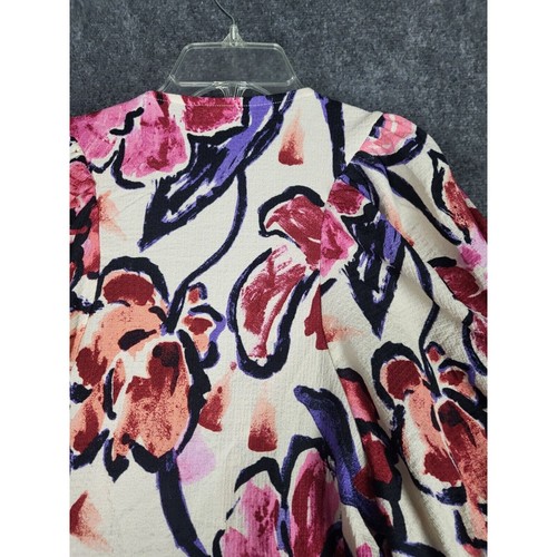 H&M Balloon Sleeved abito avvolgente crema rosa mini dress donna taglia M floreale workwear - Foto 10 di 10