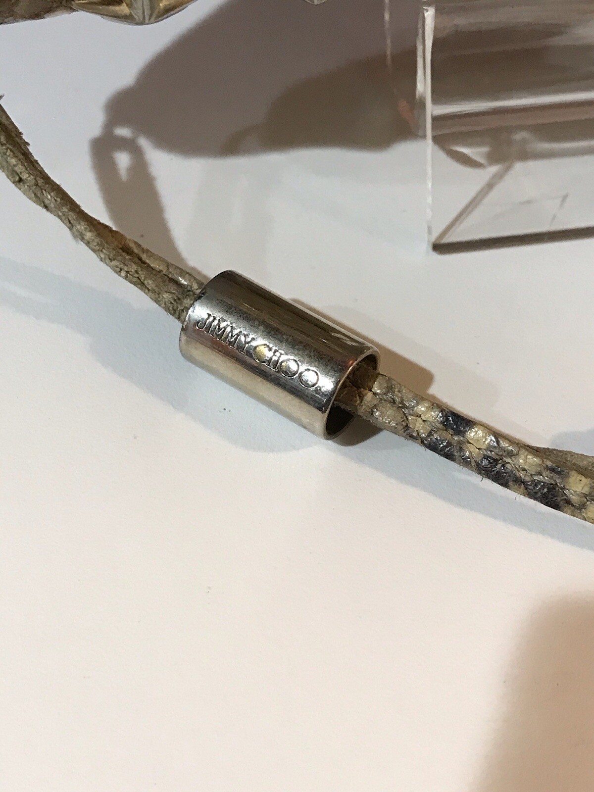 JIMMY CHOO Star Studded Python Embossed Leather Z… - image 17