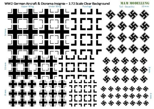 1:72 WW2 German Aircraft & Diorama Insignia Decals - Balkan Cross/Swastika