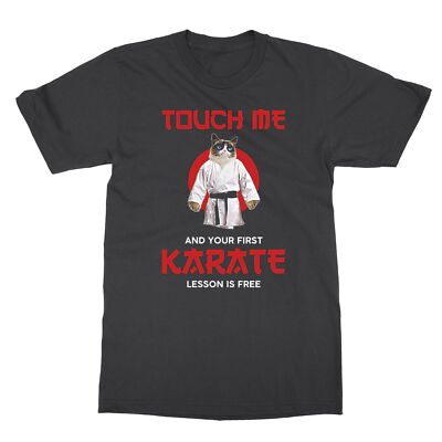 Black Cat Touch Me And Your First Karate Lesson Is Free Vintage Unisex Tshirt