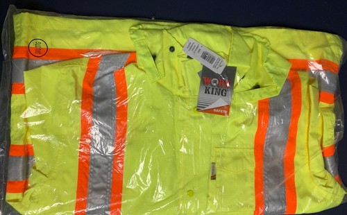 WORK KING S37221 Rain Jacket with Hood Hi-Visibility Stripes - Yellow/Grey 3XL - Bild 3 von 7