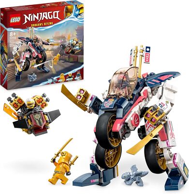 LEGO 71792 NINJAGO Soras transformierender Mech-Bike-Renner, 2-in-1 Bau-Set