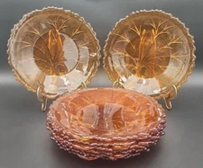 Vintage Indiana Amber Glass Plate Snack/Salad Plate  "Tree of Life" Set Of 8!