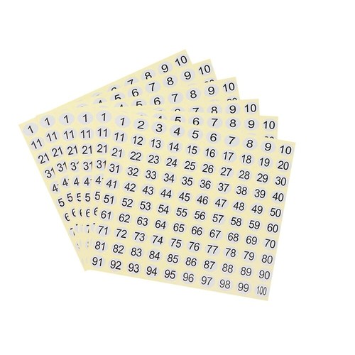 15 Sheets White Number Stickers Number Tags Stickers Coded Numbered Label
