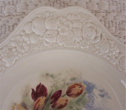 Crown Ducal Salad Plate Fruit & Floral Florentine Shape Square 8 1/4” - Picture 3 of 11