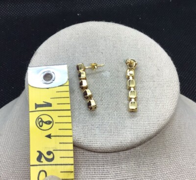 Vintage Gold Tone Costume Purple Rhinestone Drop Earrings F084 | eBay