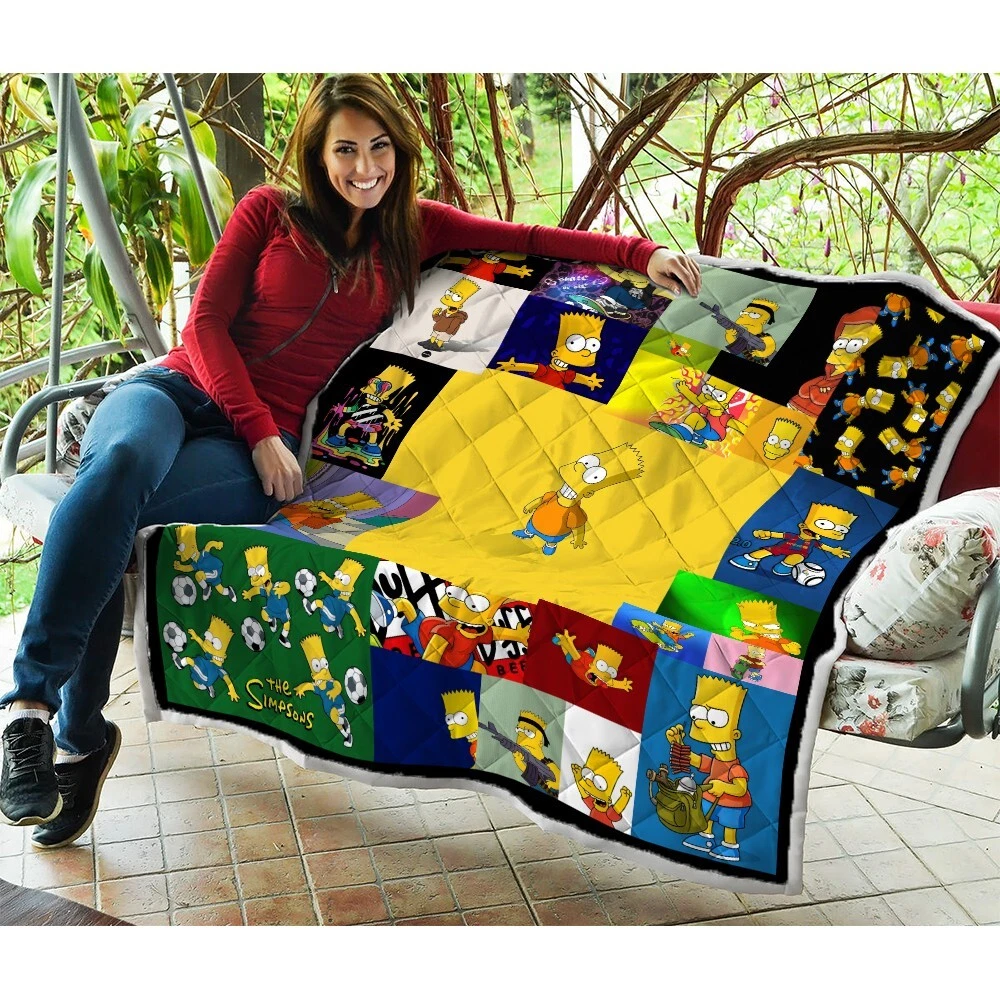 Bart Simpson Quilt, The Simpsons Quilt Blanket Super Soft Comfy Warm Plush