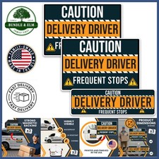 Magnetic Decals for Vehicles, Caution Frequent Stops, 8x12 and 3x10 Sizes