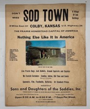 Vintage Sod Town Colby Kansas Prairie Homestead Advertising Poster