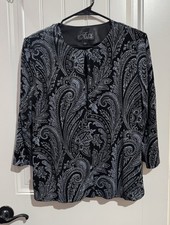 Alex Evenings Black/Grey Sparkle Jacket And Tank Set Size Large