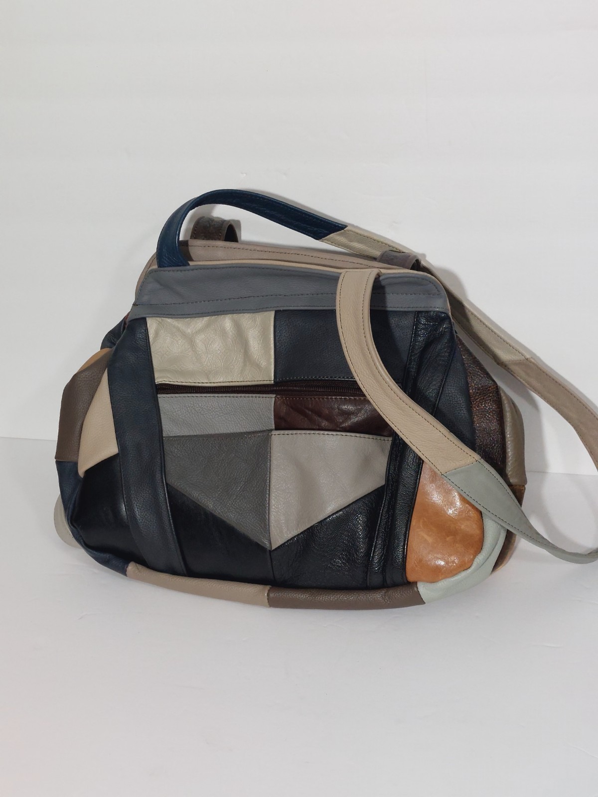 Multi-colored patchwork leather Purse bag leather… - image 10