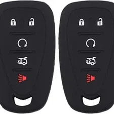 2Pcs Black Rubber Silicone Key Fob Cover Case Skin Remote Shell - 2pcs black