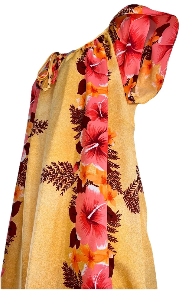 Vestido Mumu Hawaiano Hilo Hattie’s Años 70 De Colección 100% Poli Mangas Abullonadas-Talla M 59” Largo Foto 2 de 4