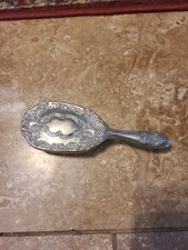 Vintage Silver-Plated Hairbrush Ornate 8" x 2.5" Ornate Design GREAT Condition.