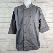 Chef Works Mens Morocco Chef Coat Sz Small Gray 3/4 Sleeve