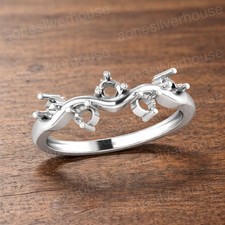 925 Sterling Silver Ring Setting Multi Stones-Semi Mount Wave Style Ring For her