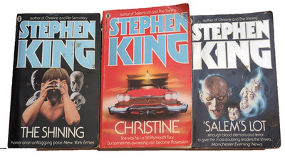 Steven King Books X 3 Vintage 1980s, Horror, Salems Lot Christine, The Shining