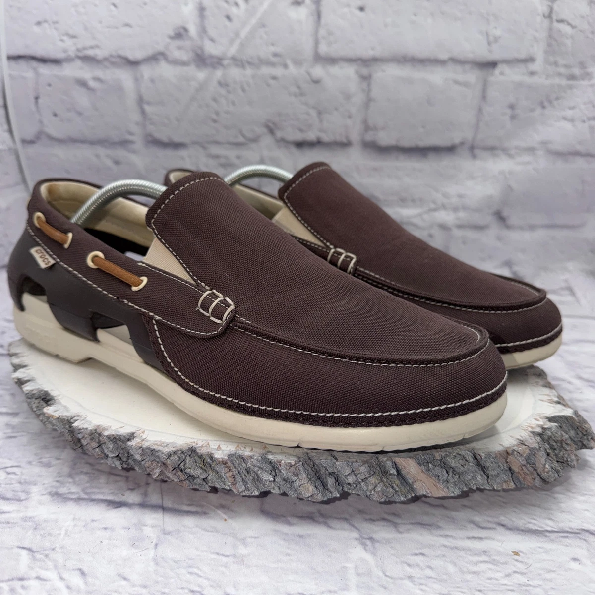 Crocs Men\'s 12 Casual Loafers Beachline Canvas Brown Slip-On Casual Boat Shoes m56866545305_1.jpg?1741357070 main image 3