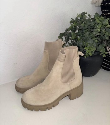 Steve Madden Womens Suede Pull On Ankle Boots Beige Size 6M