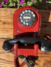 Automatic Electric AE50 Jukebox Rotary Wall Phone 1950s Red/Black Working